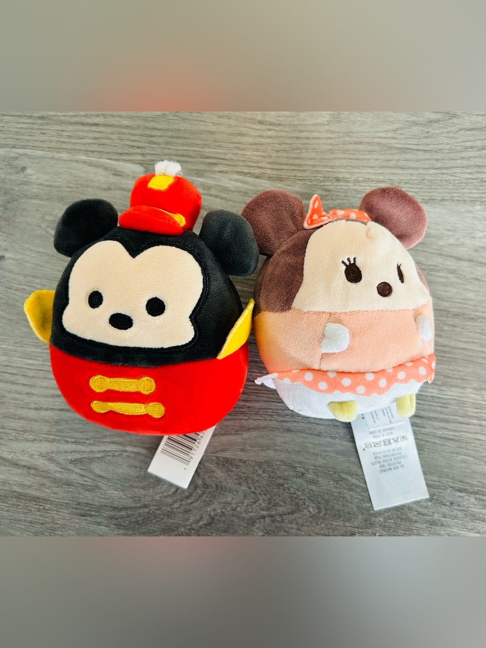 2 Disney Squishmellow Mickey & Minnie Plush Set - Red, Black, Brown